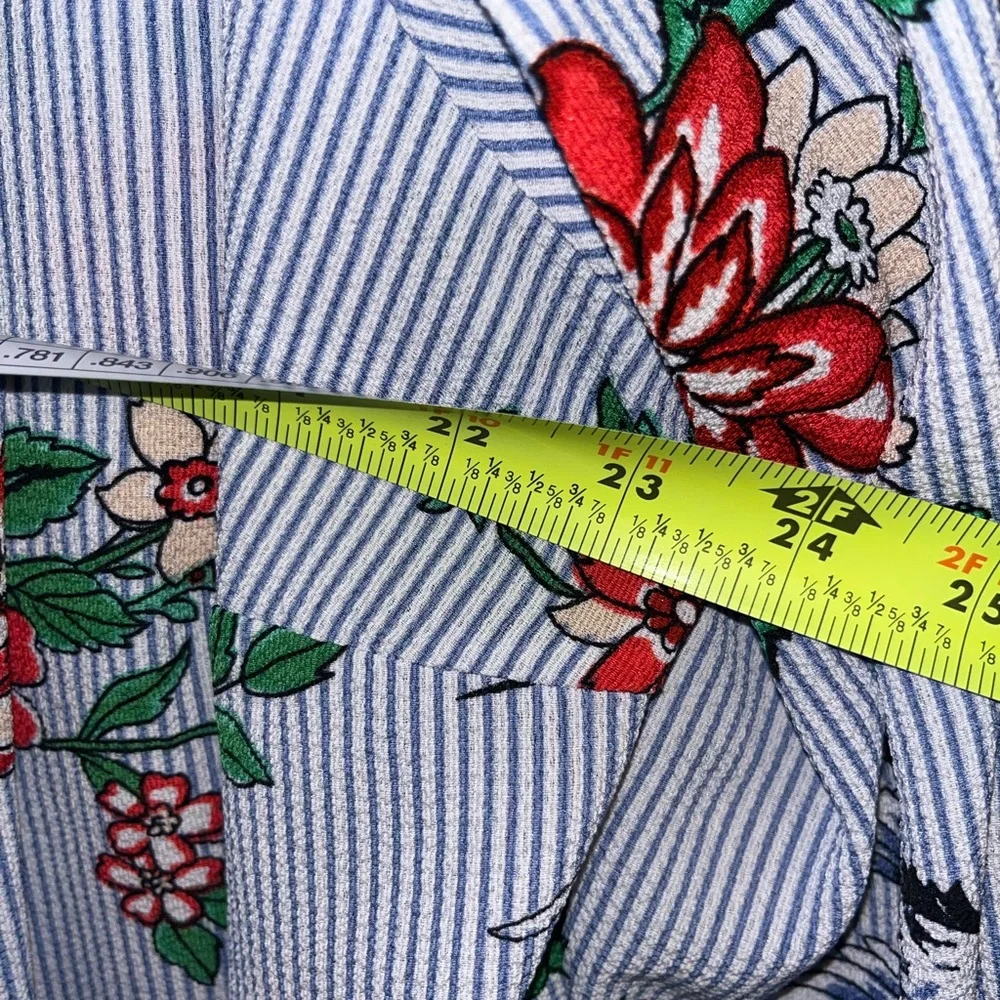 Floral Crane Striped Blouse Sz 2X - Picture 7 of 8